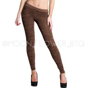 NikiBiki Tan Zebra Print Leggings High Waist Double Thick Seamless Animal Print